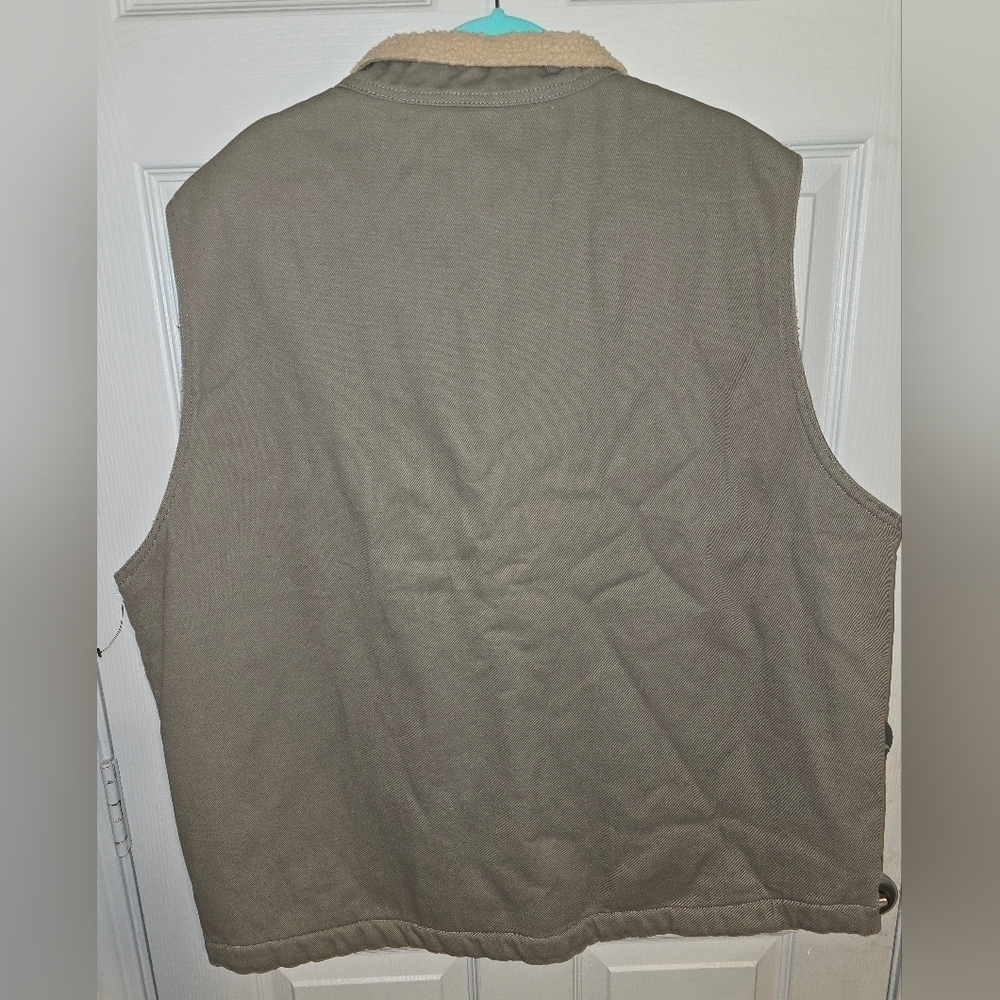 NWOT Wolverine Upland Vest Cotton Twill Tan Sherpa Lined Zip-up Vest Men's XXL - Picture 7 of 10